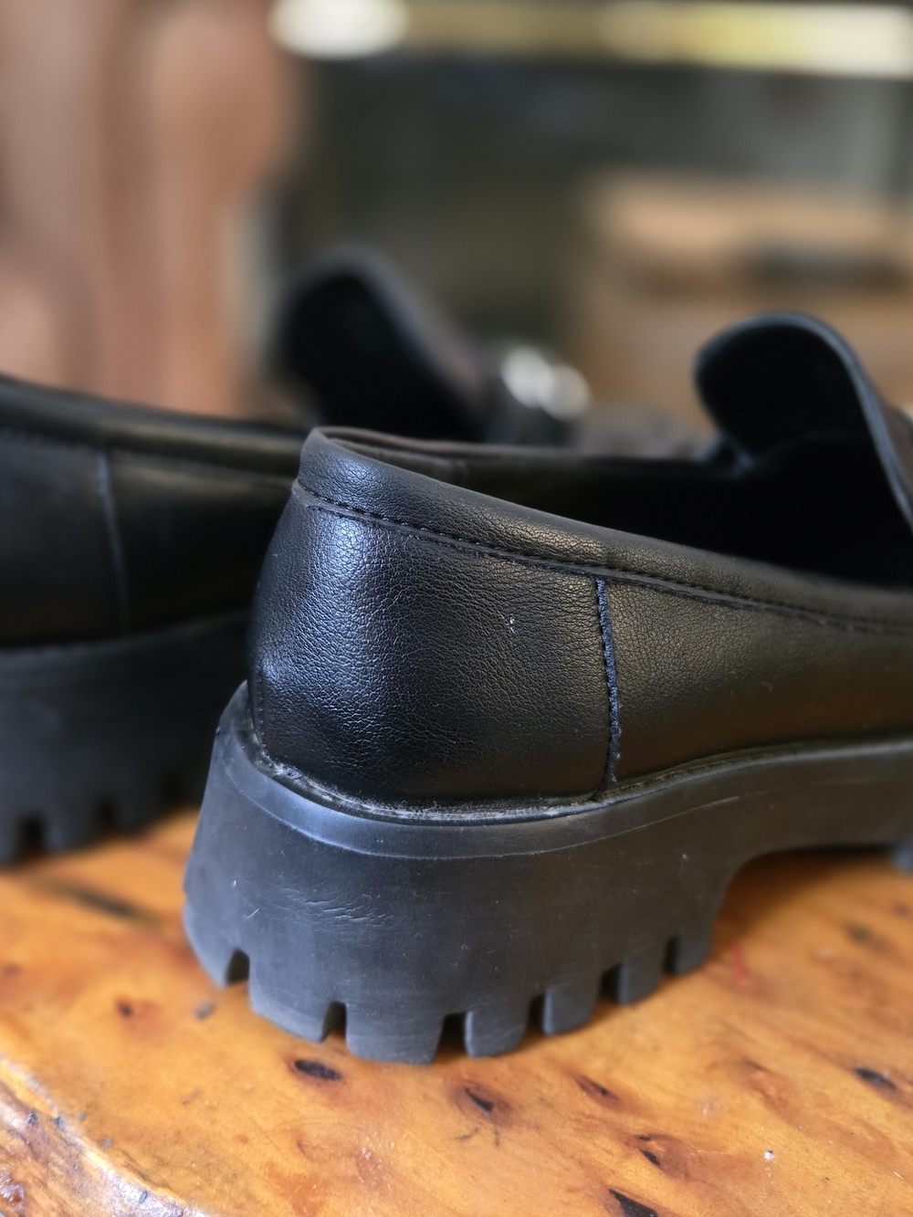 Women's Black Loafers with Lug Sole - Picture 2 of 5
